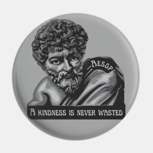 Aesop Portrait and Quote Pin