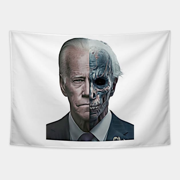 Two-Faced Politicians Presidential Election 2024 Joe Biden Tapestry by Unboxed Mind of J.A.Y LLC 