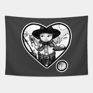 The Little Cowboy - White Outlined Version Tapestry