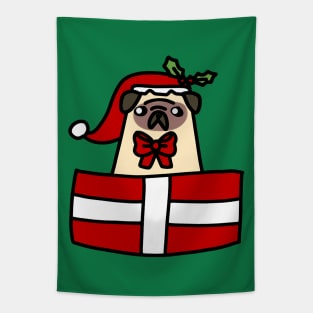 Christmas Gift Pug Tapestry