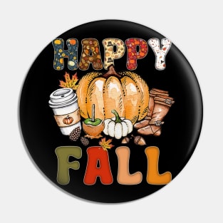 Happy Fall Y'all Autumn Halloween Pumpkin Spice Latte Pin