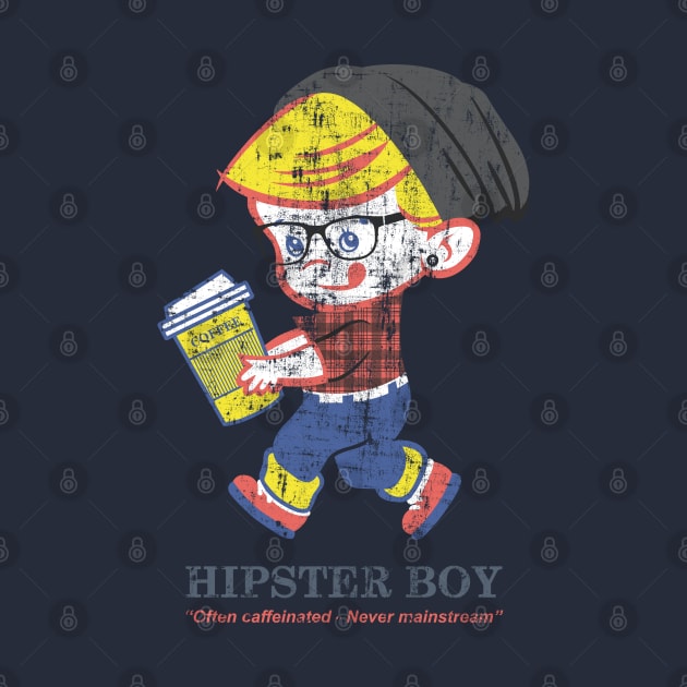 Hipster Boy distressed vintage - Parody illustration by seanfleming