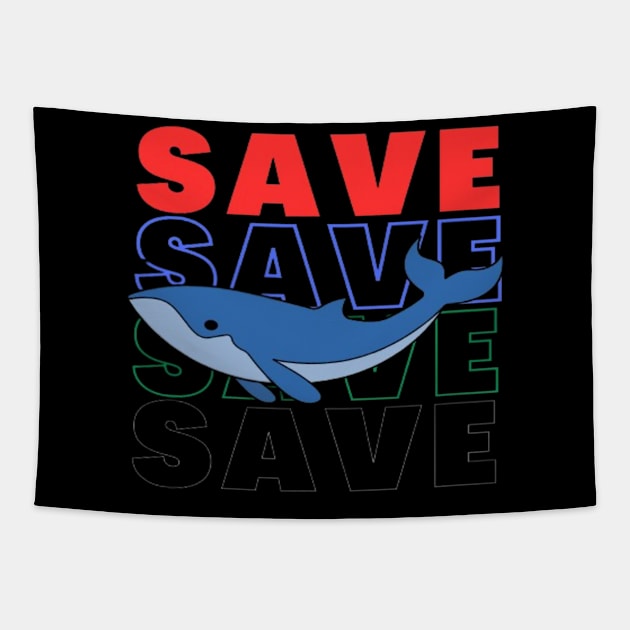 Save blue whale Tapestry by Jerry the Artist