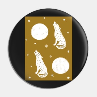 Full Moon Howl - Golden Pin