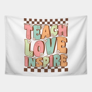 Groovy Teach Love Inspire Teacher Back to School Gift Tapestry