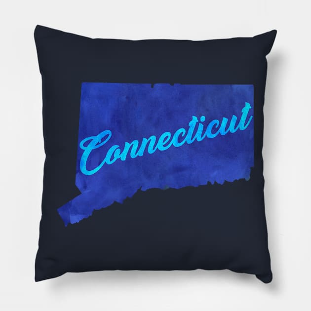 The State of Connecticut - Blue Watercolor Pillow by loudestkitten