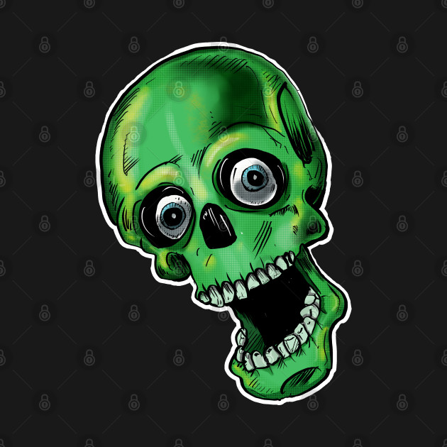 Green zombie halloween party skull by silentrob668