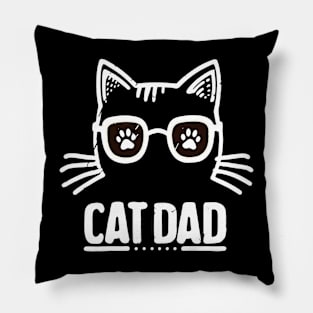 Retro White Cat Dad Pillow