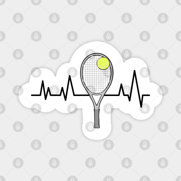 Heartbeat Pulse - Tennis - Racket & Ball Magnet by DesignWood-Sport