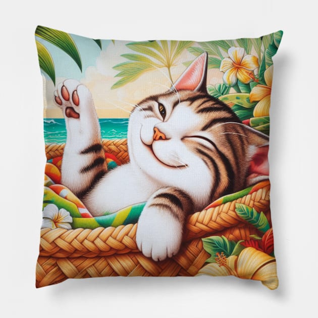 Island Bliss in a Basket Pillow by Bekdreams