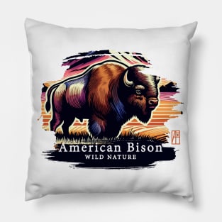 American Bison - WILD NATURE - BISON -12 Pillow