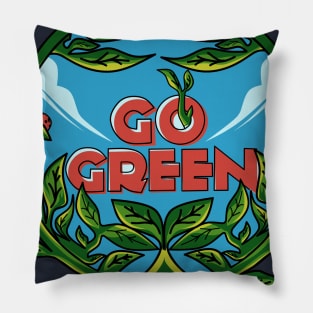 Go Green Ilustration Pillow