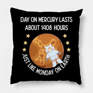 Day On Mercury Lasts 1408 Hours Just Like Monday On Earth Pillow