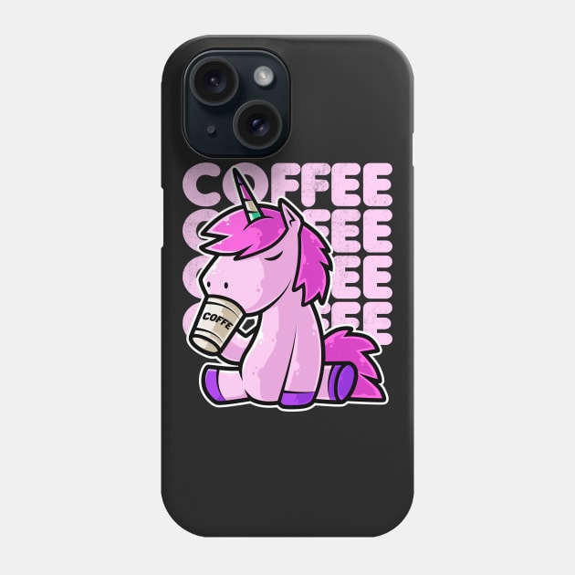 Cute Unicorn Drinking Coffee Kawaii Neko Anime print Phone Case by theodoros20