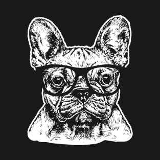 Cute English Bulldog in Glasses Graphic T-Shirt