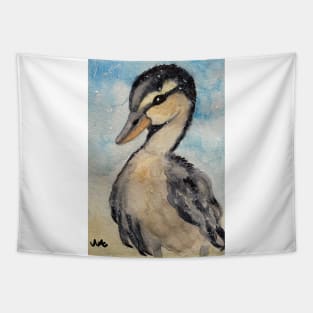 Little duckling waddling - hand drawn watercolor artwork Tapestry