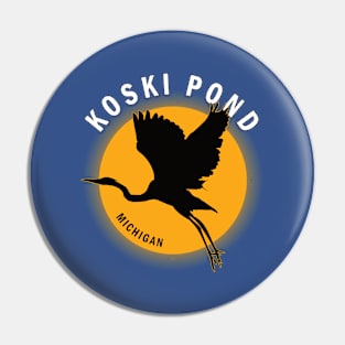 Koski Pond in Michigan Heron Sunrise Pin