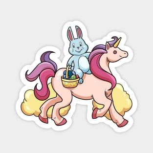 Cute Easter bunny riding unicorn Magnet