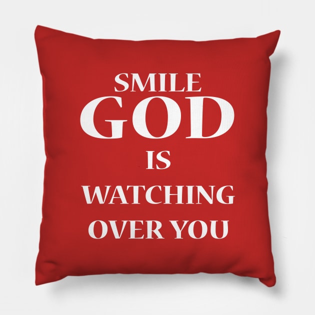 God Is Watching Over You Pillow by JevLavigne