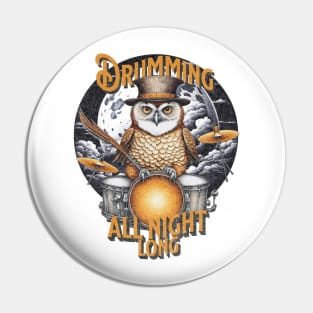Drumming Owl Pin