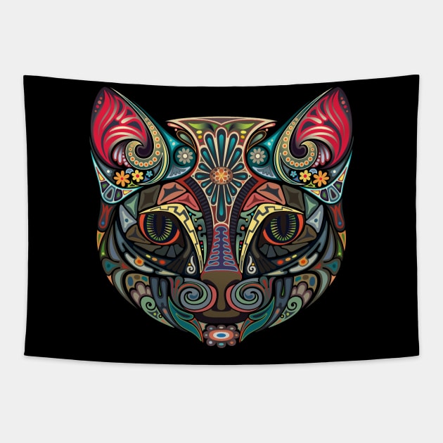 Crazy Party Cat Tapestry by Pixel Poetry