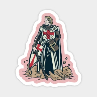 Serious Medieval Knight Crusader Knights Templar Magnet