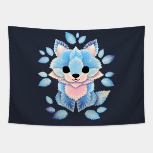 Ice fox of leaves Tapestry