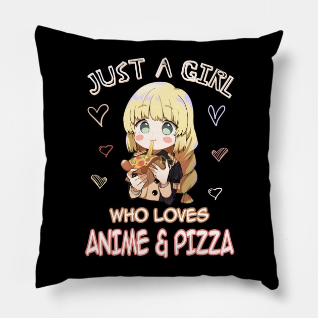 Just A Girl Who Loves Anime Gifts for Teen Girls Anime and Pizza Pillow by nvqdesigns