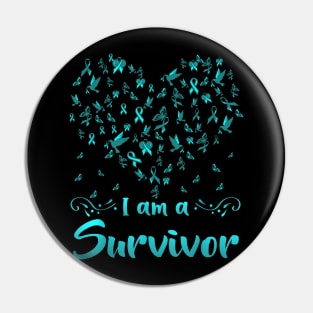 Cervical Cancer Awareness Butterfly Survivor Heart Pin