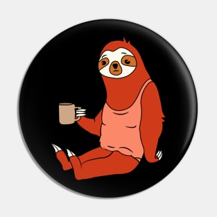 Lazy Sloth With Coffee Pin