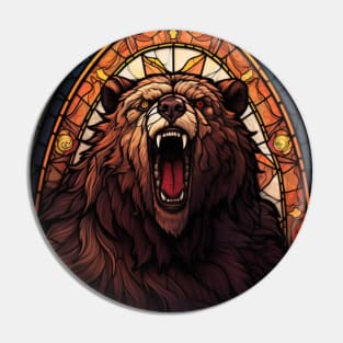 Druid Bear Form Stained Glass Werebear Pin