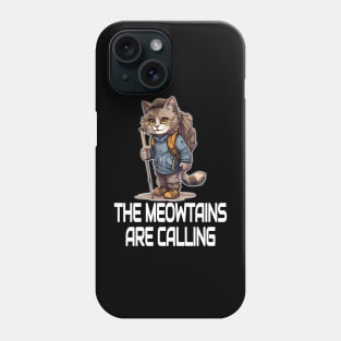 cool hiking season cat cartoon mountaineering backpacking mountain climbing nature lover traveling trekking Phone Case