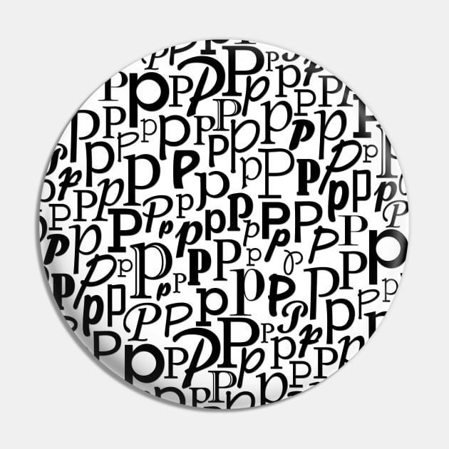 P - Typography (Black) Pin by gillianembers