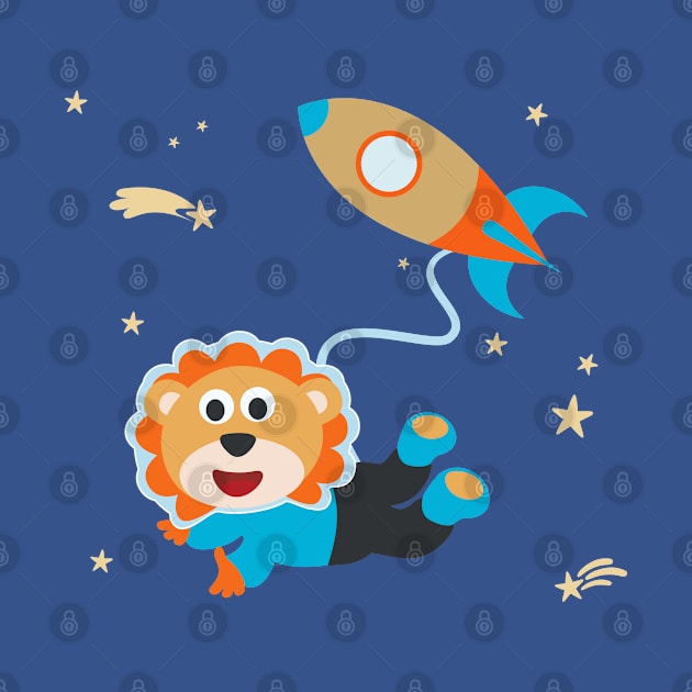 Space lion or astronaut in a space suit with cartoon style. by KIDS APPAREL