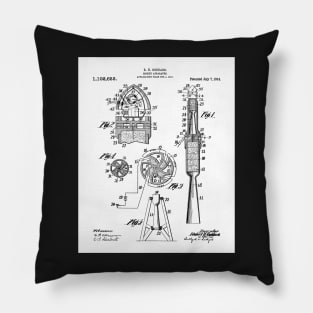 Rocket Ship Patent - Nasa Rocketship Art - Black And White Pillow