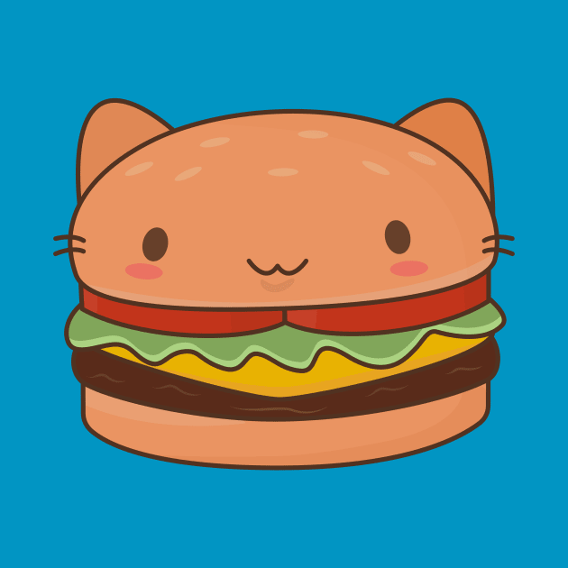 Kawaii Cat Burger T-Shirt by happinessinatee