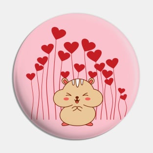 Valentine Hamster Heart balloon Chipmunk Pin