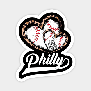 Vintage Philly Baseball Leopard Heart Baseball Fans Magnet