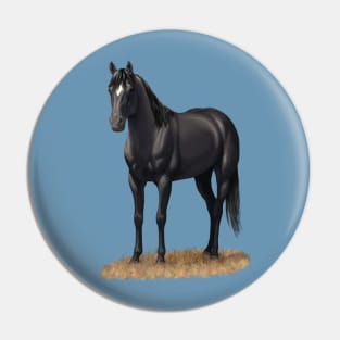 Beautiful Black Quarter Horse Stallion Pin