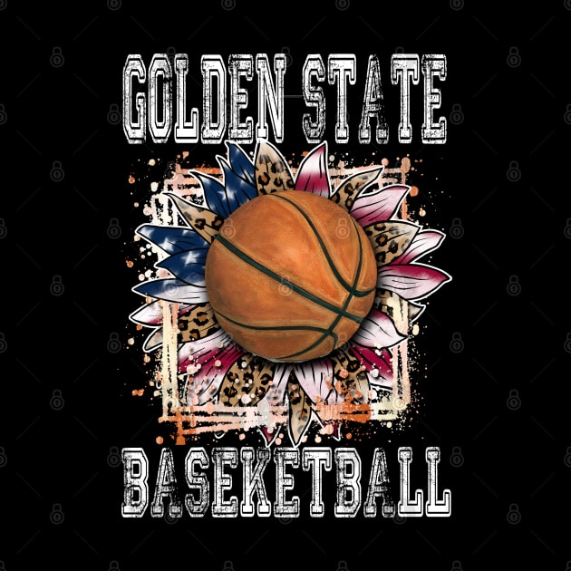 American Flag Personalized Golden State Proud Name Basketball by Irwin Bradtke