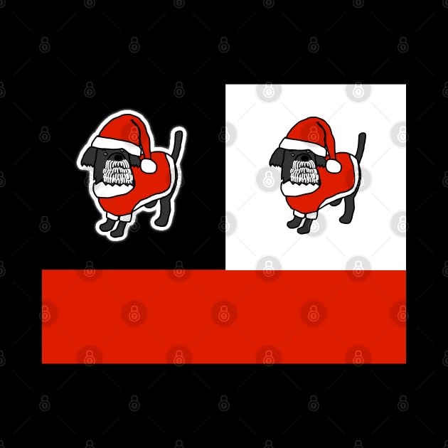 Cute Christmas Santa Dogs on Black White and Red by ellenhenryart