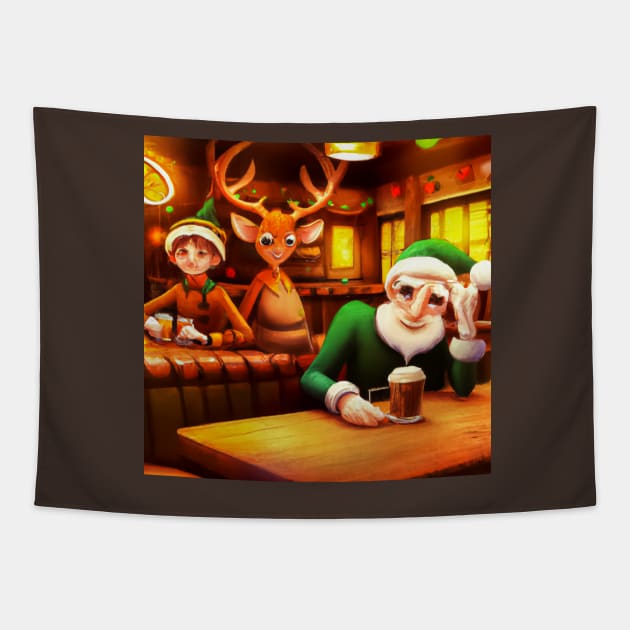 Santa's Helpers Happy Hour Tapestry by JohnCorney