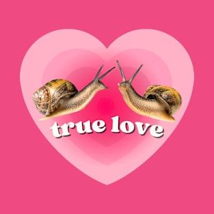 Pink Heart Two Snails in True Love. Funny Weird Gift for Snail Lovers T-Shirt