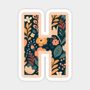 Whimsical Floral Letter H Magnet