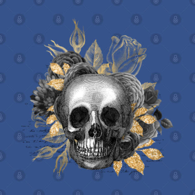 Discover Black & Gold Floral Skull 06 - Black Gold Floral Skull - T-Shirt