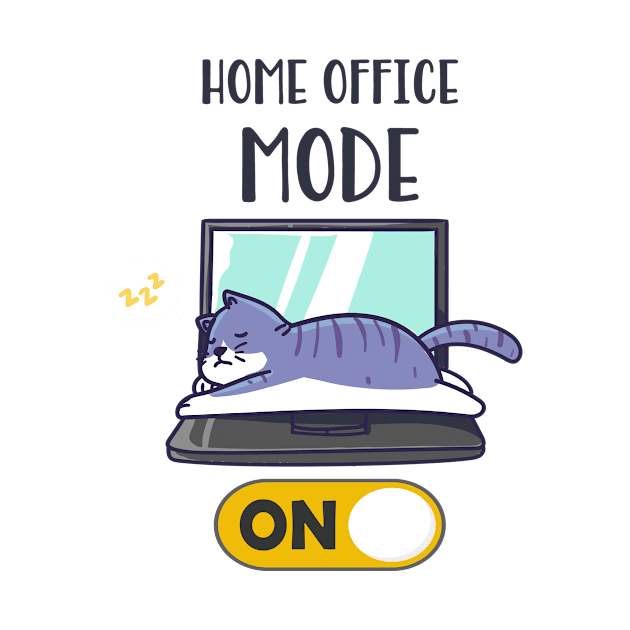 Home Office Mode On Funny Cat Laptop Sleep by Foxxy Merch