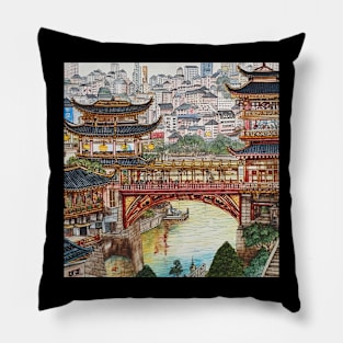 Chongqing city drawing Pillow