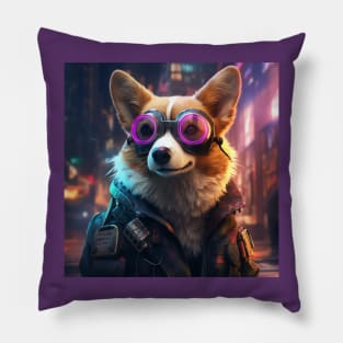 Cyberpunk Corgi Pillow