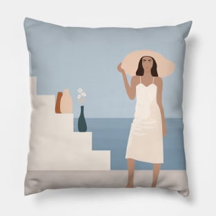 Mediterranean Woman With Hat Pillow