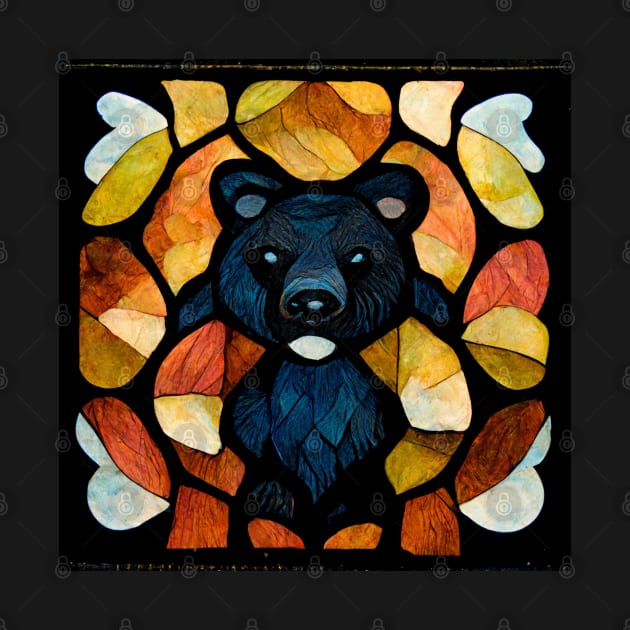 Black Bear  Stained Glass by DebbiesDashingDesigns